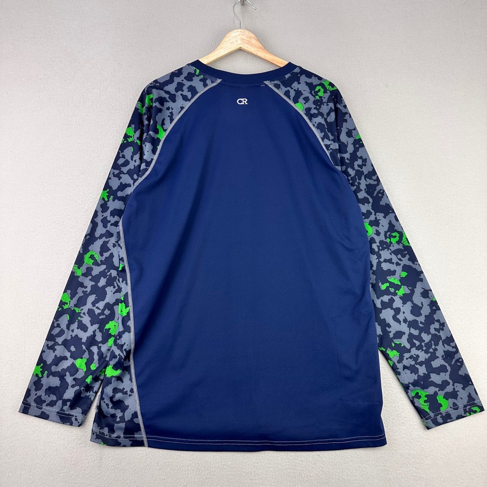 Club Ride T-Shirt Mens XL Blue Long Sleeve Performance Cycling Camo MTB Racing - Picture 2 of 9